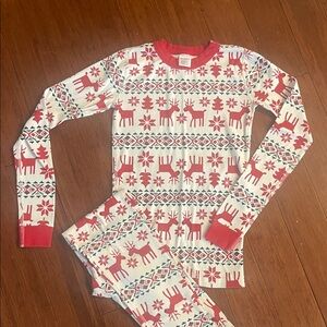 Hanna Andersson Red and White Reindeer Pajama Set
